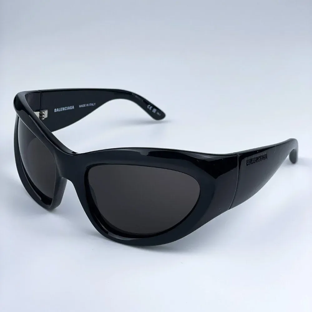 NEW Balenciaga BB0228S 001 Black Grey Wraparound Extreme Unisex Sunglasses